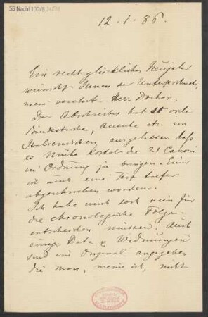 Brief an B. Schott's Söhne : 12.01.1886