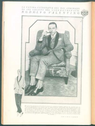 La última fotografía del más admirado de los galantes del cinematógrafo: Rodolfo Valentino
