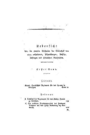 Uebersicht der zweyten Abschnitte der Bibliothek von 1805 enthaltenen Abhandlungen, Aufsätze, Anfragen und historischen Nachrichten