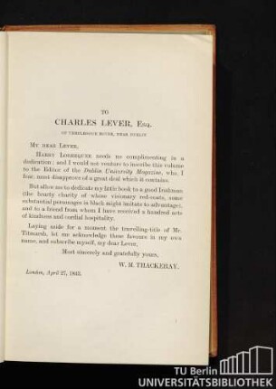 To Charles Lever