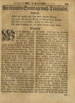 Am neunten Sonntage nach Trinitatis