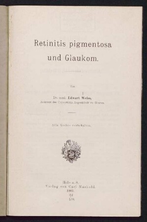 Retinitis pigmentosa und Glaukom