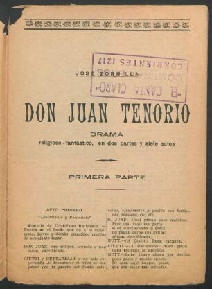 1922008300: Don Juan Tenorio : drama religioso-fanático, en dos partes y siete actos