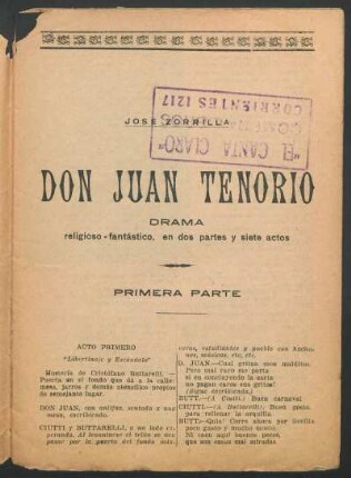 1922008300: Don Juan Tenorio : drama religioso-fanático, en dos partes y siete actos