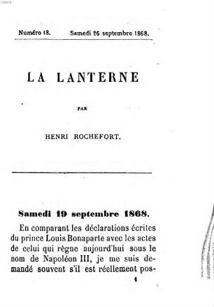 La lanterne. 18. 1868, 26. September
