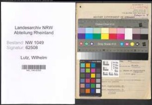 Entnazifizierung Wilhelm Lutz , geb. 04.06.1891 (Verwaltungsbeamter)