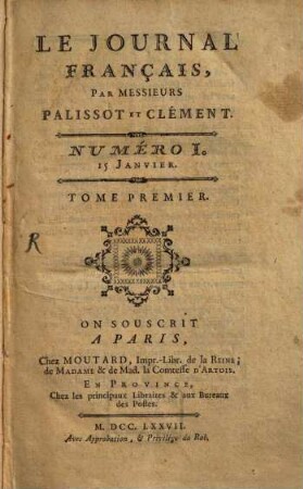 Le Journal français, 1. 1777 = Nr. 1 - 8