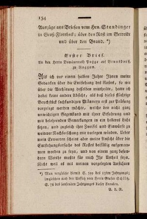 Auszüge aus Briefen von Hrn. Staudinger in Groß Flottbeck, über den Rost im Getreide und über den Brand