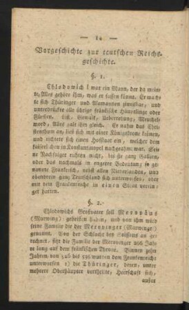 Vorgeschichte zur teutschen Reichsgeschichte