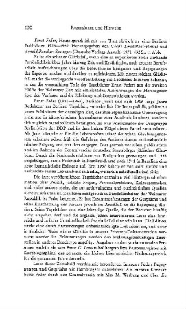 Feder, Ernst :: Heute sprach ich mit ... Tagebücher eines Berliner Publizisten 1926 - 1932, hrsg. von Cécile Lowenthal-Hensel und Arnold Paucker : Stuttgart, Deutsche Verlags-Anstalt, 1971