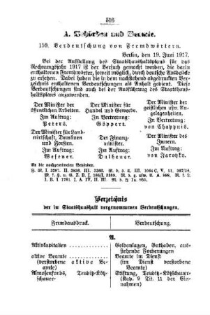 Verdeutschung von Fremdwörtern : [A. Behörden und Beamte]