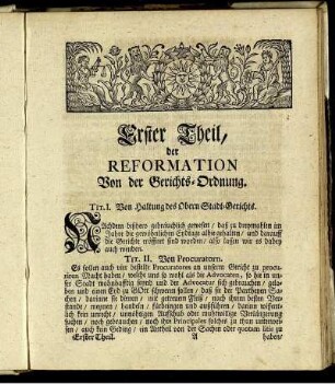 Erster Theil, der Reformation Von der Gerichts-Ordnung.
