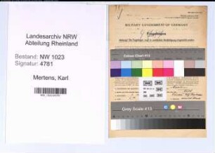 Entnazifizierung Karl Mertens , geb. 08.10.1885 (Landessekretaer)