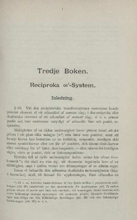 Andra Boken. Projektiviska - System. Inledning.