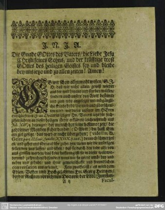 Leichenpredigt : Gut-Evangelische verkehrung der wort Christi. [Eingang]. [Text]. [Abhandlung]