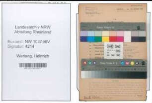 Entnazifizierung Heinrich Werlang , geb. 06.05.1889 (Fotograf)