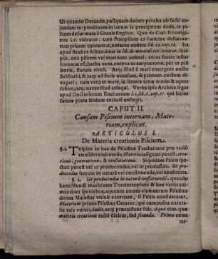 Caput II. Causam Piscium internam, Materiam, explicat