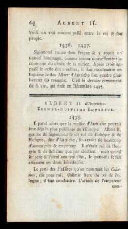 Albert II. d'Austriche. Trente-Huitieme Empereur