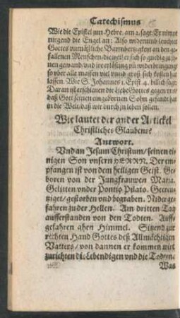 Wie lautet der ander Artickel Christliches Glaubens?