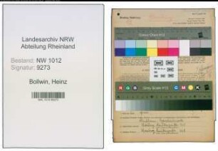 Entnazifizierung Heinz Bollwin , geb. 05.05.1918 (Schlosser)