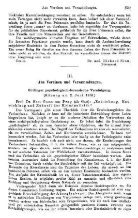 329-331, Göttinger psychologisch-forensische Vereinigung (Sitzung am 2. Juni 1905)