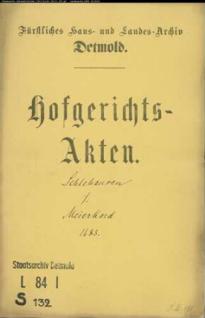 Schlehausen, Joh. Kaspar gegen Kaspar Meierkord in Osterhagen - Schuldforderung