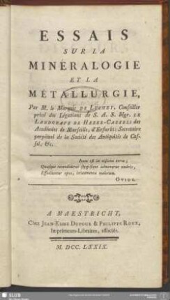 Essais Sur La Minéralogie Et La Métallurgie