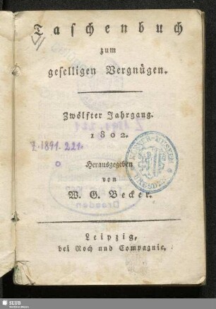 12.1802: Taschenbuch zum geselligen Vergnügen : auf das Jahr ...