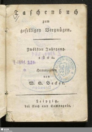 12.1802: Taschenbuch zum geselligen Vergnügen : auf das Jahr ...
