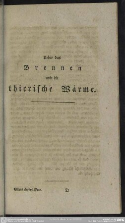 Ueber das Brennen und die thierische Wärme