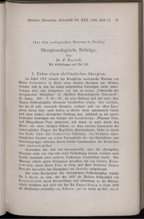 Skorpionologische Beiträge.
