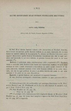 Alcune osservazioni sulle funzioni punteggiate discontinue.