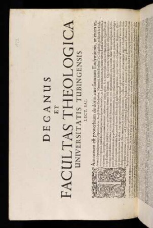 Decanus Et Facultas Theologica Universitatis Tubingensis Lect. Sal.