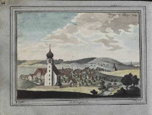'Poltringen bei Tübingen' Dorf; aquarellierte Zeichnung (Nr.89)