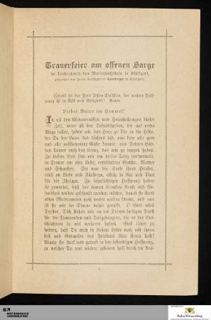 Trauerfeier am offenen Sarge