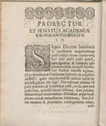 Prorector Et Senatus Academiæ Kiloniensis Civibus Svis S. D.