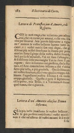 Lettera d' un' Amante alla sua Dama Inferma.