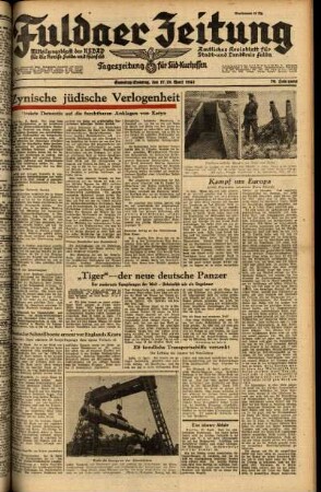 Ausgabe vom Samstag, den 17. April 1943.