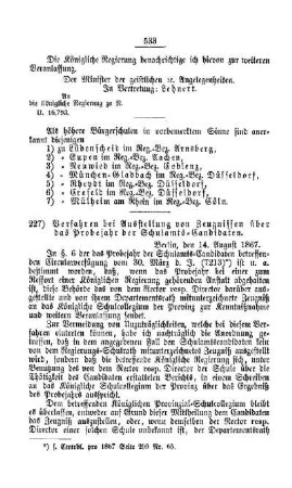 Verfahren bei Ausstellung von Zeugnissen über das Probejahr der Schulamts-Candidaten : [III. Gymnasien und Real-Schulen]