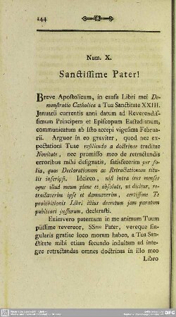Num X. Sanctissime Pater!