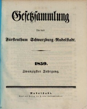 Gesetzsammlung für das Fürstenthum Schwarzburg-Rudolstadt. 20, 20. 1859