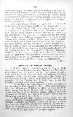 Antworten und praktische Anfragen.