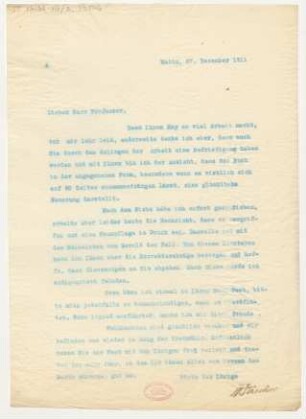 Brief an Fritz Volbach : 27.12.1911
