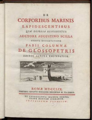 De Corporibus Marinis Lapidescentibus, Quæ Defossa Reperiuntur