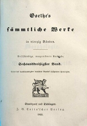 Goethe's sämmtliche Werke : in vierzig Bänden, 36 : Morphologie. Beiträge zur Optik