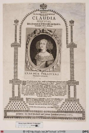 Bildnis Claudia Felicitas, römisch-deutsche Kaiserin, geb. Erzherzogin von Tirol