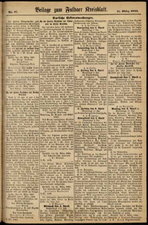 Zweite Ausgabe vom Samstag, den 31. März 1883.
