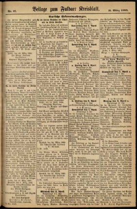 Zweite Ausgabe vom Samstag, den 31. März 1883.