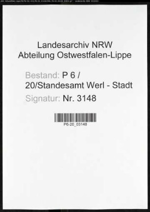 Sterberegister Standesamt Werl