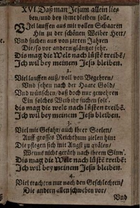 XVI. Daßman Jesum allein lieben/ und bey ihme bleiben solle